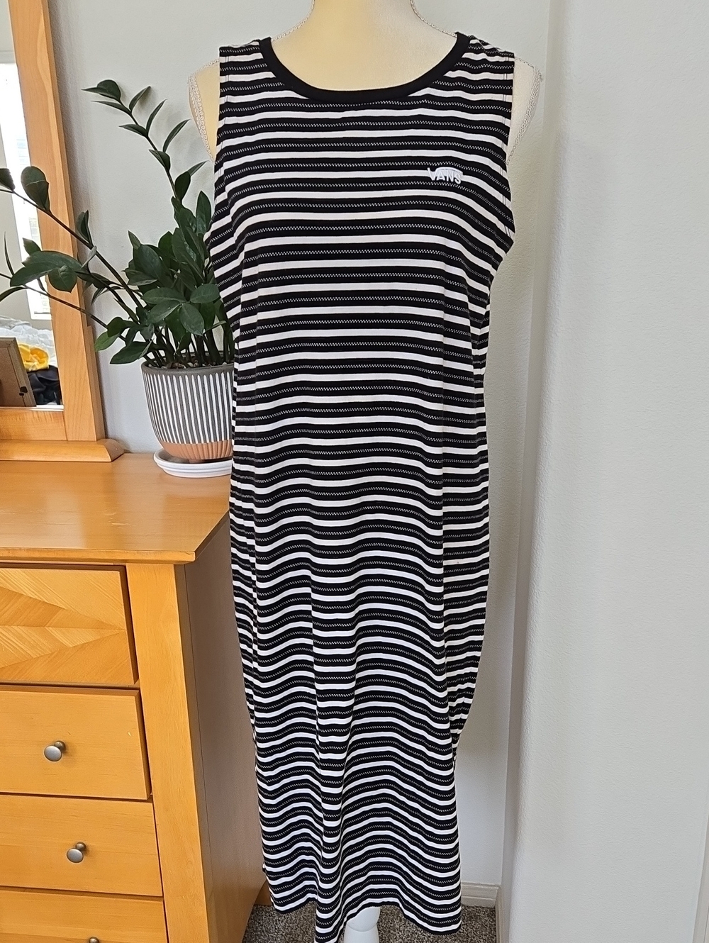 Vans Black & White Striped Maxi Tank Dress